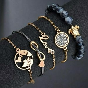 NEW 5-Pc Sea Turtle Bracelet Set